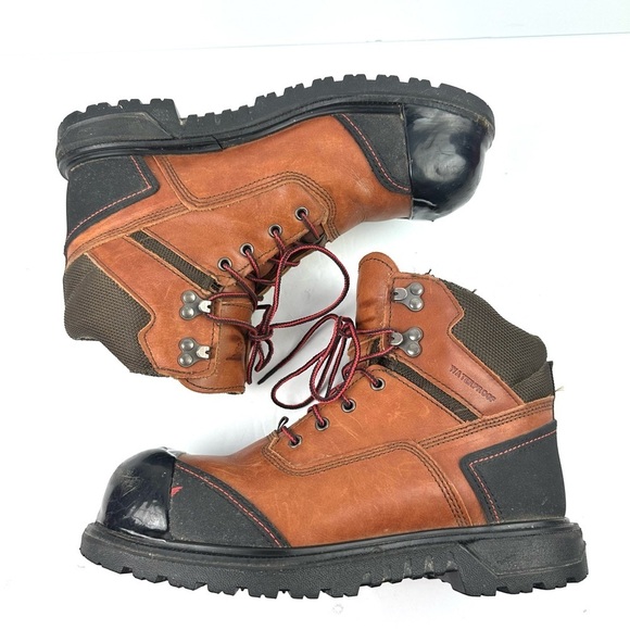 Red Wing Boots Mens 7.5 Brown Leather Lace Up Safety Cap Toe Workwear 4803 - Picture 1 of 11